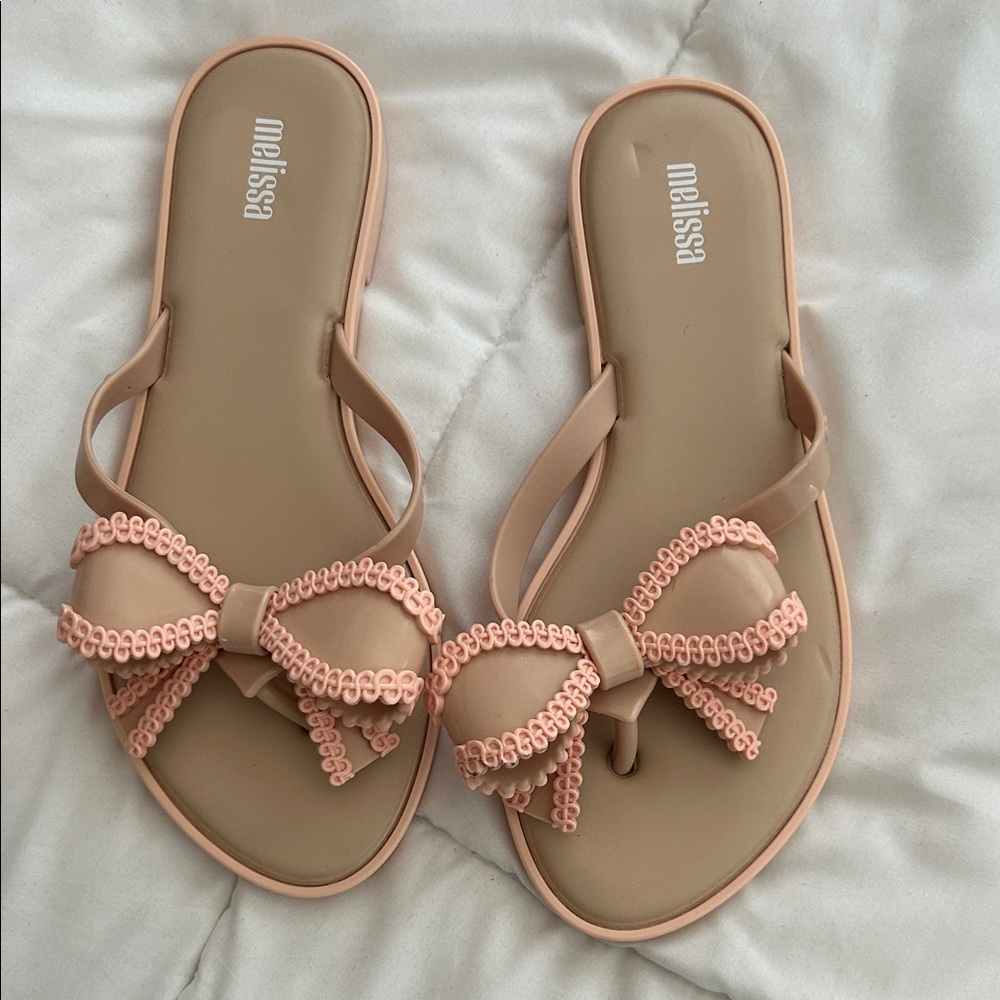 Melissa Women's Sandals in Tan with Pink Details